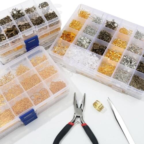 Alloy Accessories Jewelry Findings Set Jewelry Making Tools Copper Wire Open Jump Rings Earring Hook Jewelry Making Supplies Kit