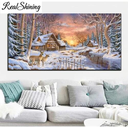 Diamond Mosaic Snow Cottage Landscape 5D Diy Diamond Embroidery Pattern rhinestones Of Picture Large Diamond painting Sale F679