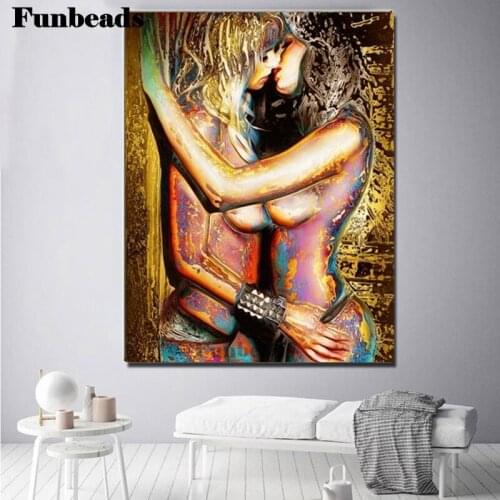 DIY Diamond Painting kissing woman 5D Diamond embroidery Cross Stitch Lesbian Full Round Square Diamond mosaic hobby lady FF5568