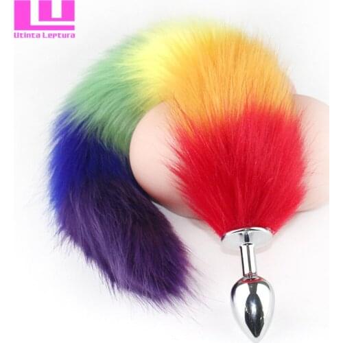 Faux Fur Fox Anal Plug Butt Plug BDSM Flirt Anus Metal Plug For Women Adult Games Product For Couples Dog Tail Anal Toys