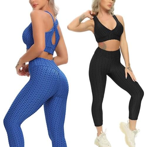 Seamless Yoga Set Fitness Women Workout Suit Calf-Length Pants Sleeveless Sports Bra Crop Top High Waist Gym Booty Leggings 2021