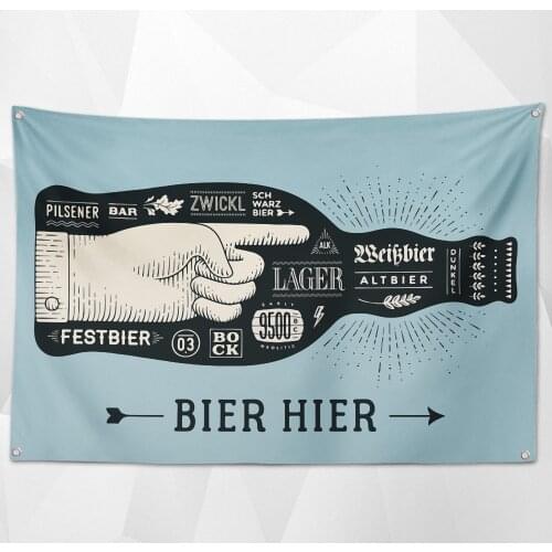 BIER HIER! Vintage Beer Day Poster Canvas Painting Bar Wine Cellar Cafe Home Decoration Shabby Chic Wall Art Banner Flag Mural