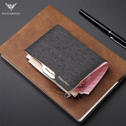 WILLIAMPOLO wallet Men Wallet Multifunction card id holder coin purse Denim Fashion Driver License Zipper wallet Brand designer