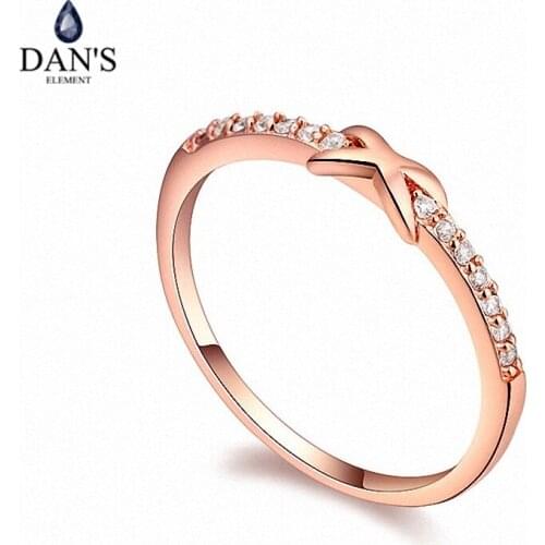 DANS Element Brand Real AAA Zirconia Micro Inlays Fashion Bowknow Ring for Women Valentines Gift 108719Rose