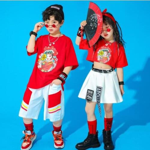 Kids Competitions Hip Hop Show Outfits Clothing Tshirt Pants For Girls Boys Stage Jazz Dance Costume Clothes Street Wear