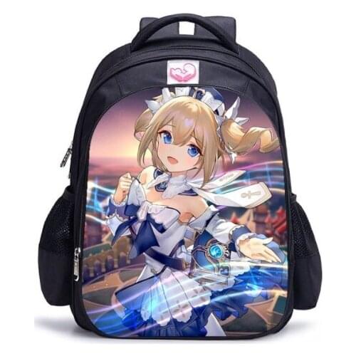 Children Genshin Impact Hu Tao Fashion Oxford Cloth Shoulder Backpack Printed Multi Zipper Pack Casual Girls School Bag