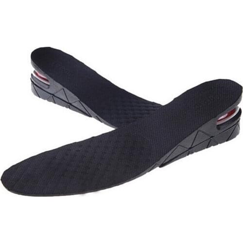 Breathable 2-Layer 5CM Increase Heel Insoles Pair Taller For Men and Women Black Air Bubble Cushion Shoe Lift Height