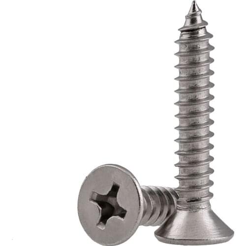 GB846 304 Stainless Steel Countersunk Self-tapping Screw/Cross Groove Flat Head Self-tapping Wood Screw m1-m2 50PCS