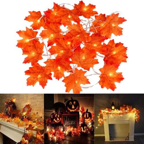 2M 10LED Artificial Autumn Maple Leaves Garland Led Halloween Home Party DIY Decor Fairy Lights for Christmas Decoration Thanksg