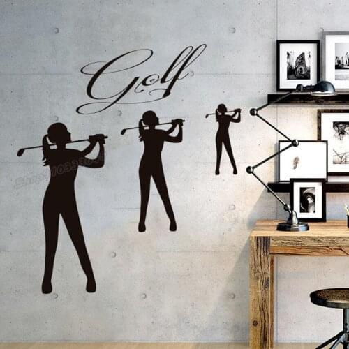 Golf Wall Decals Sport Wall Sticker Golf Girl Bedroom Decor Golfer Silhouette Woman Wall Decals Golfer Player Club Decor B147