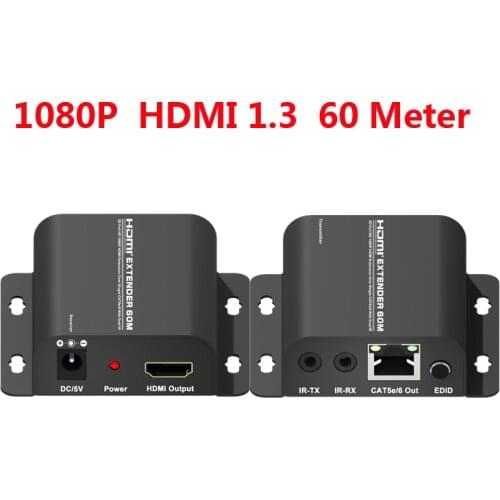 HDMI-compatible 1.3V 3D Full HD 1080P @60Hz Extender 60M With IR No Loss Over UTP RJ45 Cat5e Cat6 Cable Compatible HDCP1.1/1.2