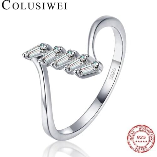 COLUSIWEI Hight Quality 925 Sterling Silver Geometric Cut Irregular Cubic Zirconia Rings for Women Charm Ring Party Fine Jewelry