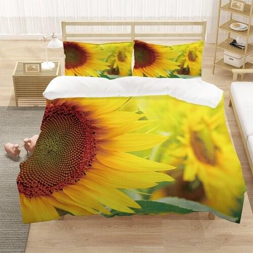 Sunflower Bedding set King Queen Quilt Set Bedclothes Microfiber Bed room Home Textiles Pillowcase Bedspread