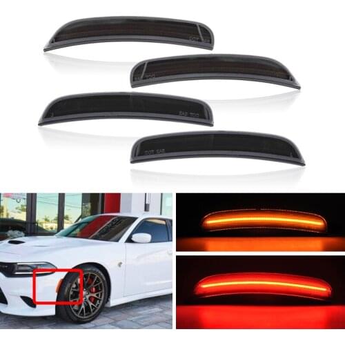 4x CANbus Front &Rear Red Amber Led Side Marker Lights For Dodge Charger 2015 2016 2017 2018 2019 Turn Signal Lights Car-Styling