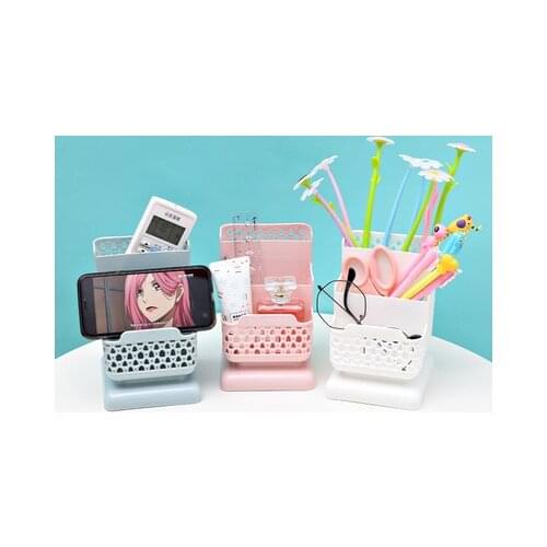 Creative rattan woven hollow pen holder multifunctional desktop storage box office stationery pen barrel makeup brush holder