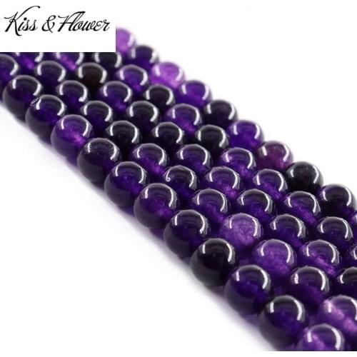 KISS&FLOWER LB10 4 6 8 10 12mm Natural Stone Jewelry DIY Making Accessories Bracelet Necklace Amethyst Round Loose Spacer Beads