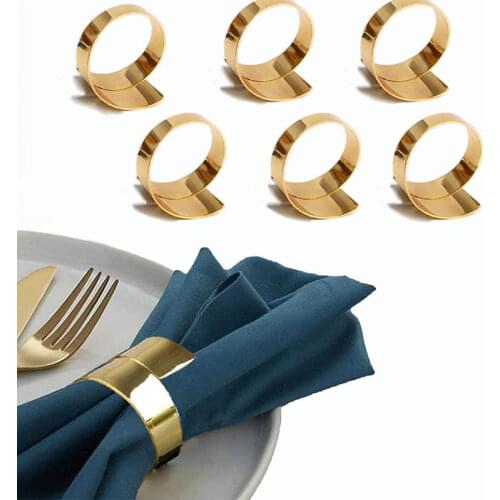 LBER Napkin Ring, Napkin Holder for Christmas Home Party Dinner Table Decor 6 Pcs (Gold Circle)