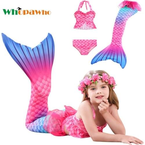 Little Mermaid Tails for Swimming Costume Mermaid Tail Cosplay Girls Swimsuit Kids Children Swimmable Suit Can Add Monofin