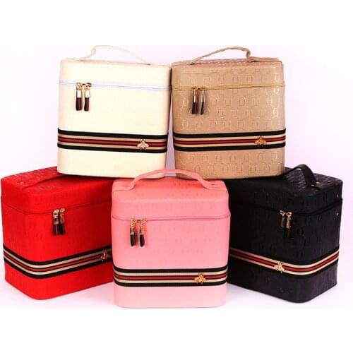 Fashion Women Makeup Large Capacity Multilayer Clapboard Cosmetic Bag Waterproof Case Beauty Salon Tattoos Nail Art Tool Bin