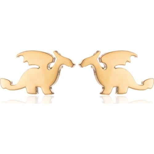 Fashion Stainless Steel Dinosaur Stud Earrings Pterodactyl Stud Ear Piercing Jewelry For Kids Girl Birthday Gift