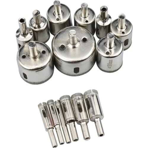 15pcs 6-50mm Diamond Drill Bit Set Use for Glass Tile Marble Core Hole Saw Drill Bits Drilling Power Tool Bits Glass Hole Opener
