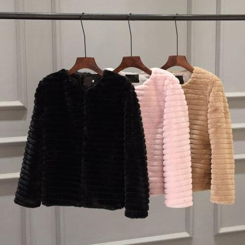 Furry Fur Coat Women Fluffy Keep Warm Long Sleeve solid Color Outerwear Autumn Winter Coat Jacket round Collar Overcoat