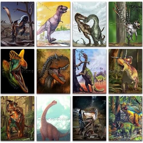 5D Full Square Diamond painting embroidery Cross stitch Dinosaur Tyrannosaurus Triceratops Velociraptor 3D DIY Drill Drawing 463