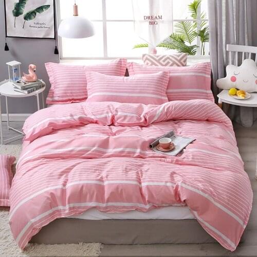 Simple Cute Peach Comforter Bedding Set Pink Bed Linens Duvet Cover Sheets and Pillowcases Bed Set Queen King Twin Size 3/4pcs