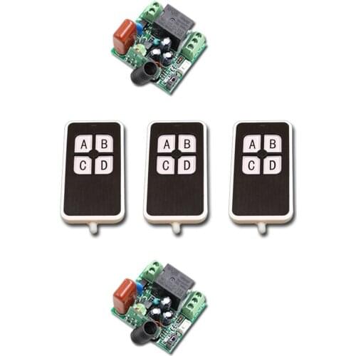Burst Section Mini 220V 10A Wireless Remote Control Switch Relay 2Receiver+ 3Waterproof Transmitter with 4Buttons 315/433.92 MHZ