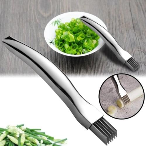 Stainless Steel Scallion Slicer Curved Handle Design Speed Cutting Kitchen Tools for Green Onion Garlic RE