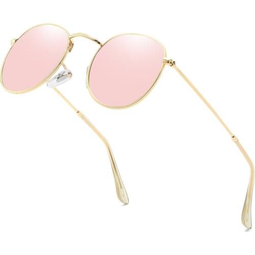 Classic Vintage Round Polarized Sunglasses Men Brand Designer Polaroid Sun Glasses Women Metal Frame Black Lens Eyewear Driving