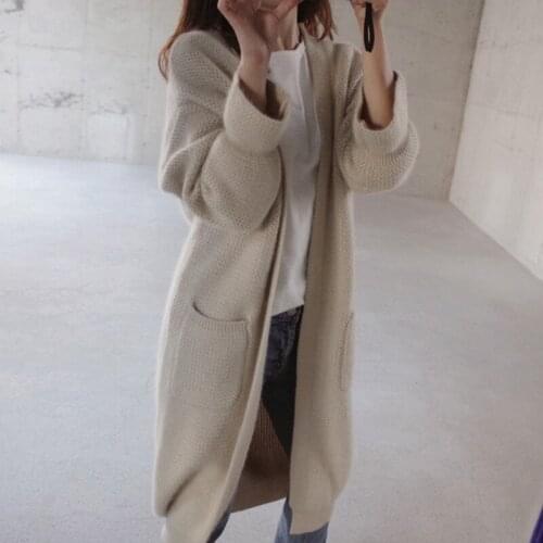 Pull Rushed Limited 2020 Autumn And Winter Loose Long Sweater Coat Trumpet Sleeves Thick Rod Needle Large Size Knitted Cardigan