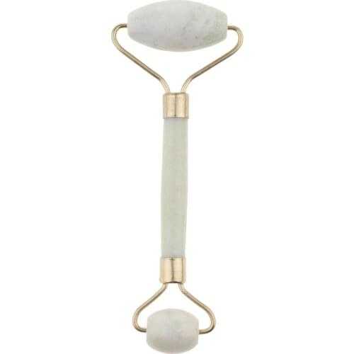 Facial Stone Roller and Jade Massage Roller with Two Roller Massage Head for Face Neck Arm Leg Body Relax