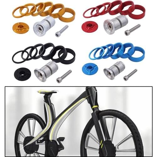 Bike Headset 1-1/8" Headset Spacer with Stem Top Cap Aluminum Alloy Bike Front Fork Stem Headset Bike Nuts Cycling Accessory