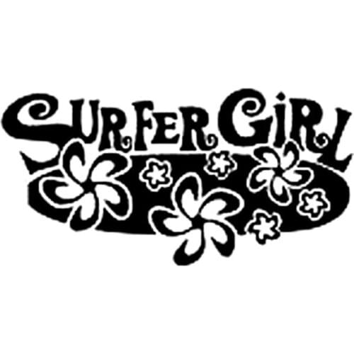 20X10CM SURFER GIRL Hibiscus Flowers Surf Board Vinyl Decal Car Sticker Car-styling S8-0850