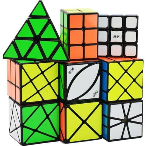 Qiyi Magic Cube Black Speed 2x2x2 3x3x3 4x4x4 5x5x5 Cubo Magico 6x6 7x7 Mega Pyramid Skew 123 133 223 233 Sq-1