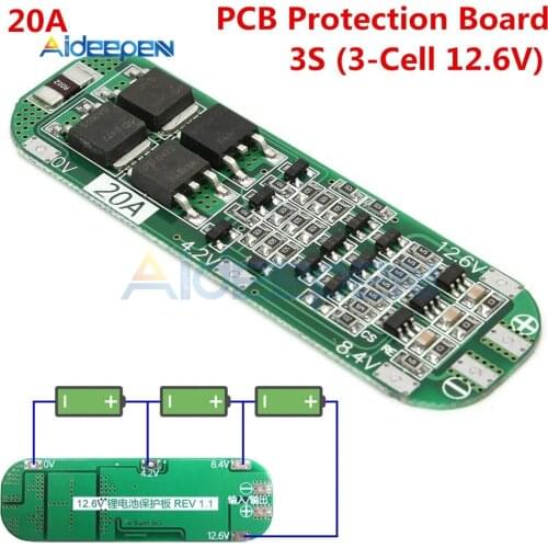 3S 20A Li-ion Lithium Battery 18650 Charger Protection Board PCB BMS Cell Charging Protecting Module 12.6V