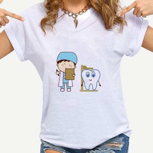 Womens T-shirt 90s Aesthetic Funny Tooth Dentist Kawaii Fashion Oversize T Shirt Hipster Short Sleeve Summer Streetwear Cheap