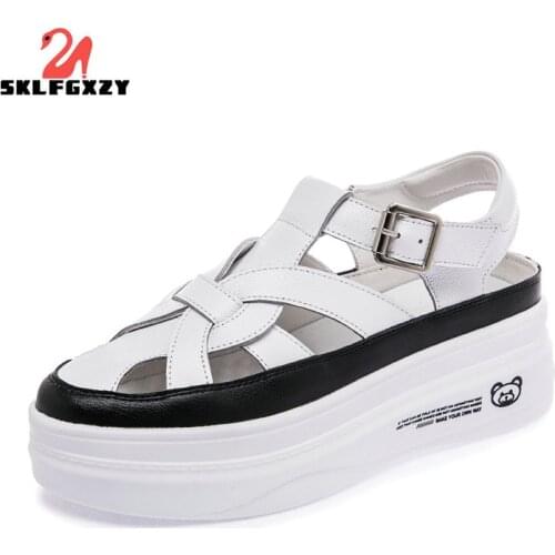 2021 Summer Womens Sandals The Bottom of The Thick Genuine Leather Roman Style Sports and Casual Sandals