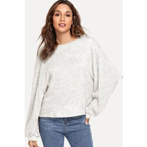 AECU Women Sweater O Neck Knitted Jumpers Womens Sweater Casual Loose Long Sleeve Jacket Crocheted Pullovers Sweatshirts