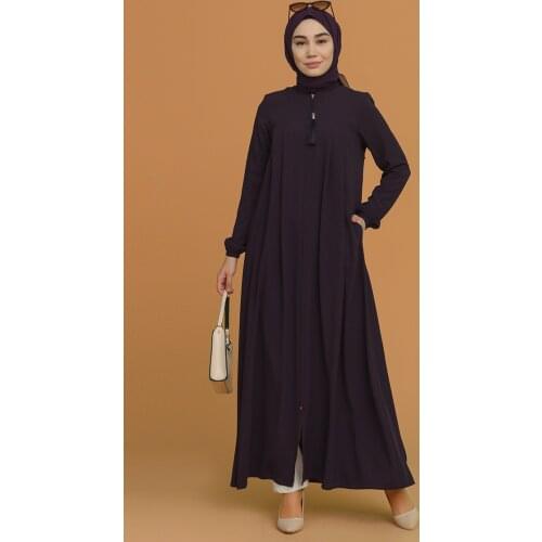 MDC 0164 Women Long Sleeve Evening Dress Muslim Womens Dress Maxi Kaftan Crepe Fabric Hijab Pleat Detailed Abaya black