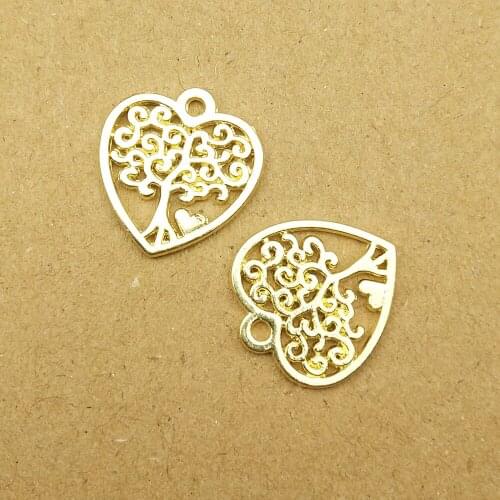 10pcs 17x18mm tree in heart charm for jewelry making earring pendant necklace and bracelet charm