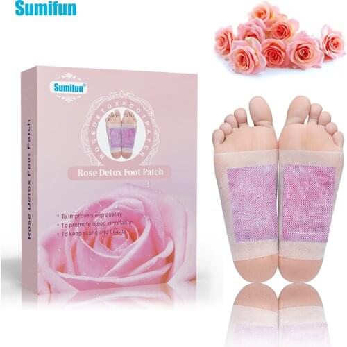 12Pcs Sumifun Natural Rose Extract Detox Foot Patchimprove Sleeping Pads for Toxins Rose Oil Extracts Plaster Health Care K04001