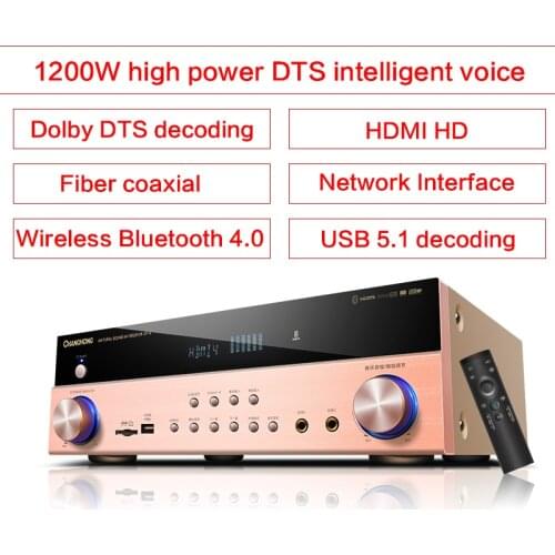 1200W High-power 5.1 Amplifier Panoramic Sound DTS Subwoofer Home Theater HiFi Fever Audio KTV Amplifier Intelligent Voice