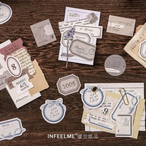 45 Pcs Washi Paper Sticker Set Vintage Decorative Adhesive Stickers Notepad For Scrapbooking Diary Journal Planner Photo
