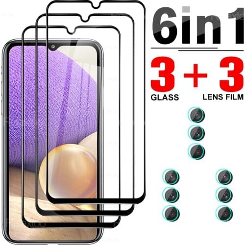 6 In 1 Full Cover Tempered Glasses Protective For Samsung Galaxy A32 5G Screen Protector Camera Lens Film For Sansung A 32 6.5"