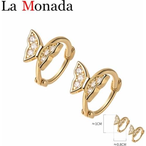 925 Sterling Silver Cubic Zirconia Butterfly Small Hoop Earrings For Lover Girl Daughter Birthday Gift Hoops Piercing Earrings