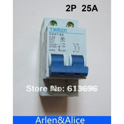 2P 25A 400V~ 50HZ/60HZ Circuit breaker AC MCB safety breaker C type