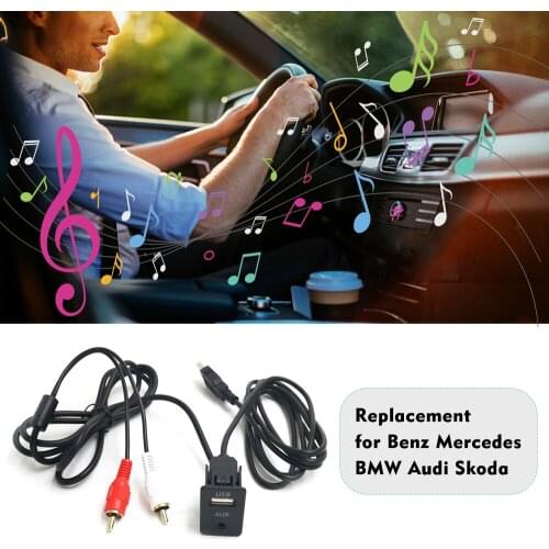 Car Styling AUX USB Audio Adapter Cable 2RCA 100cm Replacement for Benz Mercedes BMW Audi Skoda