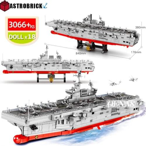 SEMBO Blocks Aircraft Landing Helicopter Dock Carrier Military Battleship Building Blocks Bricks 3D Model Toys For Children Gift